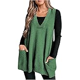 SOLY HUX Women's Plus Size Sweater Vest V Neck Sleeveless Loose Fit Knit Pullover Tank Tops with Pockets
