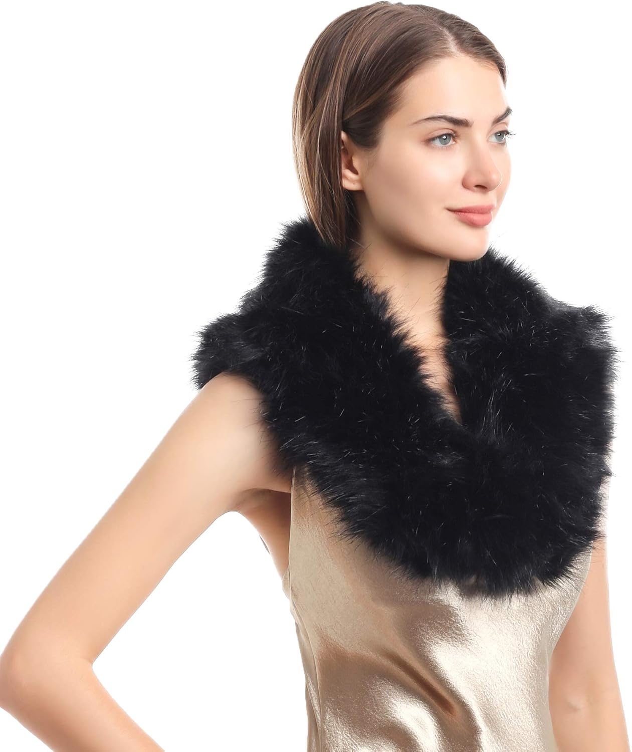 La Carrie Women's Faux Fur Collar Scarf Wrap Cold Winter Warmer: Clothing