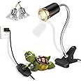 Fischuel Reptile Heat Lamp,Heating Lamp with Clamp, Adjustable Habitat Basking Heat Lamp,UVA/UVB Light Lamp 360° Rotatable Clip and Dimmable Switch for Aquarium(Bulb Included) (E27,110V)