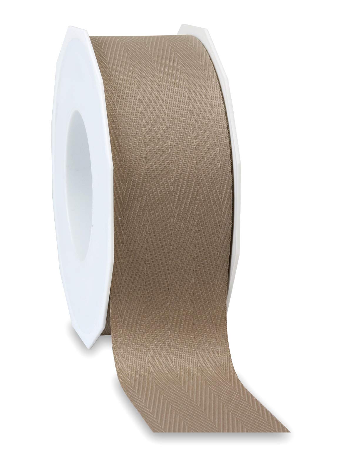 Finemark Love Nature Decorative Ribbon Ribbon Ribbon Eco Friendly Recycled Made from 100% Recycled Material Former Bottles from the Mediterranean Sea, taupe, 25 m x 40 mm
