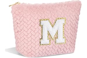 YOOLIFE Valentines Day Gifts - Large Pink Cosmetic Personalized Cute Initial Makeup Bag Case Large Toiletry Makeup Pouch Gifts for Women Her Birthday Friend Friendship Mom Teacher Grandma Gifts M