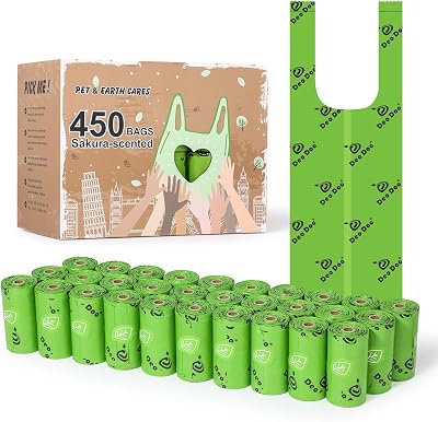 Deo Doo Poo Bags Tie Handle Biodegradable 450 Count Cherry Blossom Scent