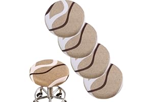 DEBRUYNE ANWUCHEN Stool Covers Round,4 Pack Stretch Round Bar Stool Covers Elastic Bar Stool Seat Covers Stool Cushion Slipcover Bar Chair Cover with Elastic Bands for 13-18 Inch Round Barstool(Light Brown)