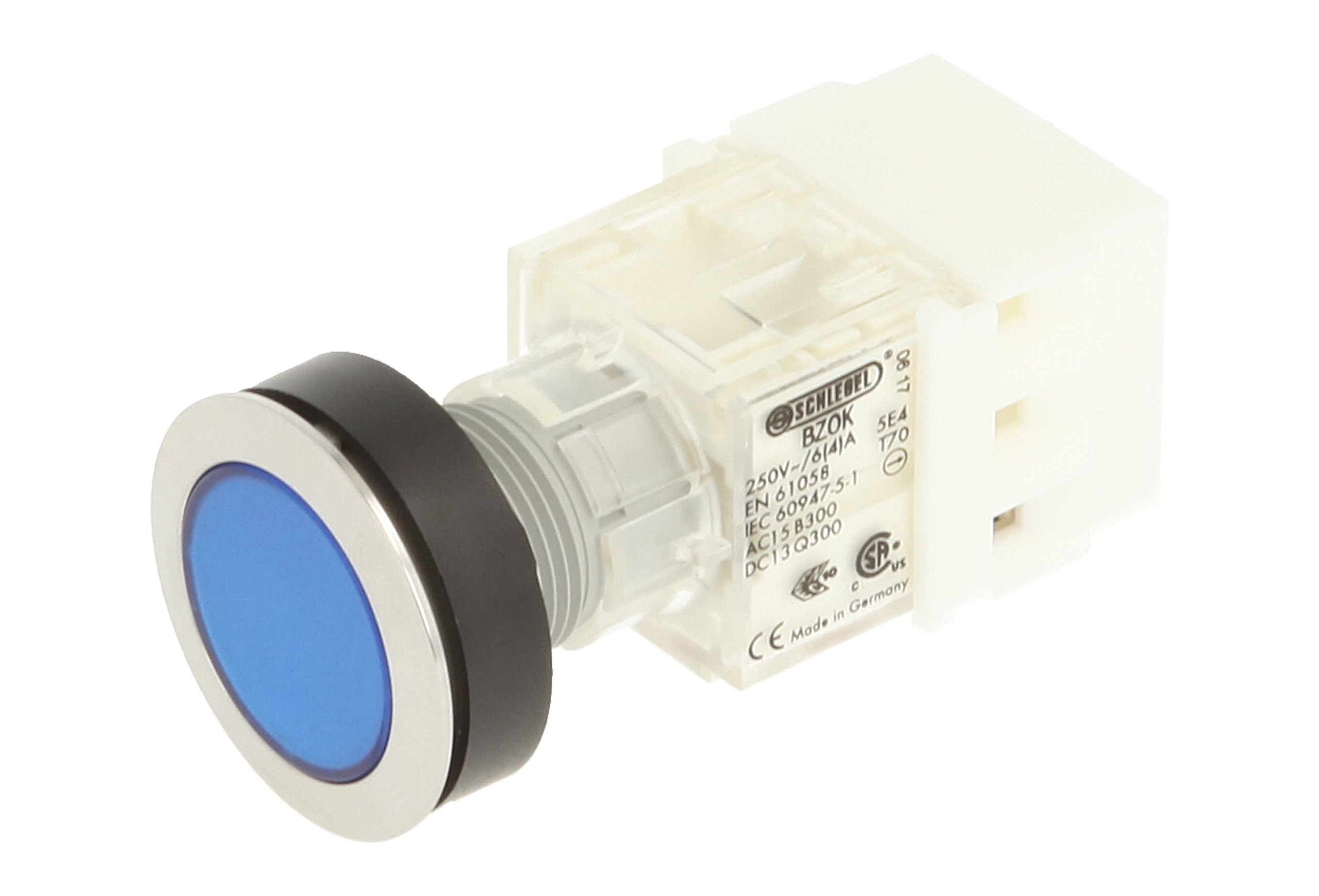 Schlegel 23.000.481 Push Button Stainless Steel, Button Cap Blue, Push Contact Sensor 1 Opener, Screw Connection