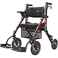 VOCIC Walkers for Seniors, Wheelchairs for Adults, Rollator Walker with Seat, 2 in 1 Rollator Transport Chair with Brakes, Rollator Lightweight Foldable, Walker Wheelchair Combo Z51-FSA HSA