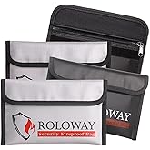 ROLOWAY Small Fireproof Bag (5 x 8 inches), Non-Itchy Fireproof Money Bag, 4-Pack