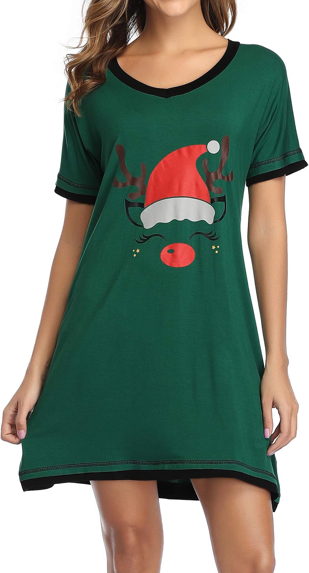 CzDolay Nightdress Womens Soft Sleepwear Short Nightgowns Knit Sleepshirts S-XXL