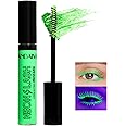 Easilydays Neon UV Mascara for Eyelashes, Black Light Reactive Get Noticed with Fluorescent Lashes, Long Lasting, No Clumping, Colorful Bold Halloween Eye Makeup for Cosplay, Party Wedding(#02 Green)