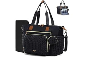 Tonyeee Luxury Diaper Bag Tote,Ritzy Baby Bags for Mom Travel Diaper Tote Ritzy Purse,Lightweight Maternity Stylish with Baby Changing for Mom-Black