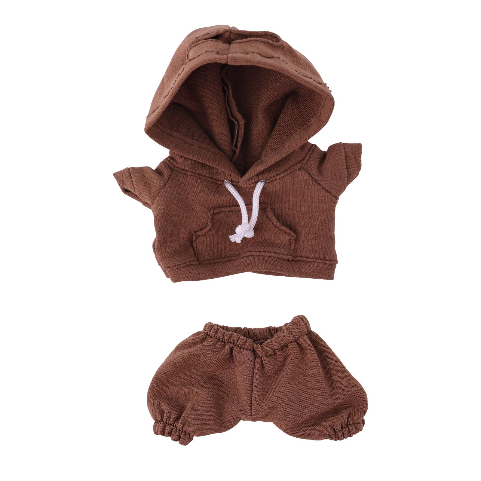 Doll Clothes Set, 17cm/6.7in Dolls Outfit Casual Style Hoodie & Pants Costume Stylish Clothing Accessories for Collectors Decoration & Display (Brown)