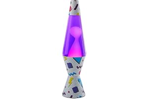 Spencer Gifts 90's Retro Pattern Lava Lamp - 14.5 Inch | Retro Design Base | Purple Liquid | Pink Wax | Clear Globe | Home Décor