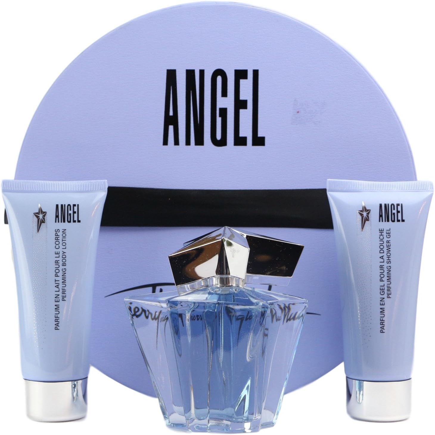 Thierry Mugler Angel Women's Fragrance 3 Piece Gift Set Eau de Parfum Spray Refillable 2.6 Fl Oz + Body Lotion + Shower Gel