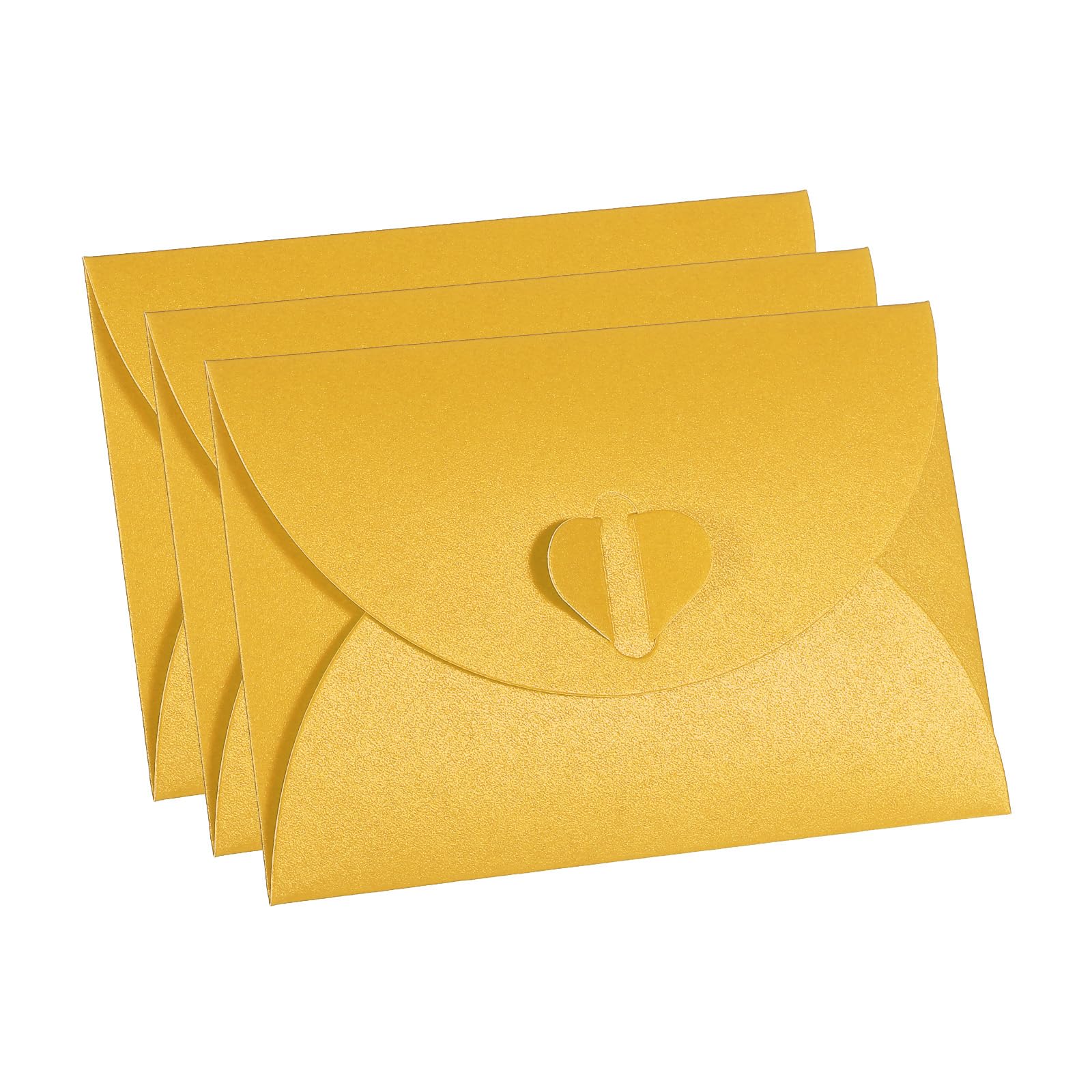 PATIKIL Gift Card Envelopes, 12 Pack Heart Shaped Clasp Small Gift Cards Holder Mini Envelope for Birthdays Weddings, Yellow