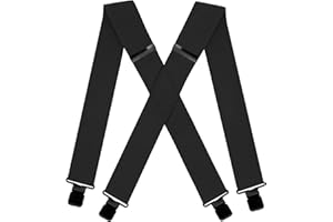 AYOSUSH Heavy Duty Suspenders for Big and Tall X Shape 4 Strong Clips Suspender