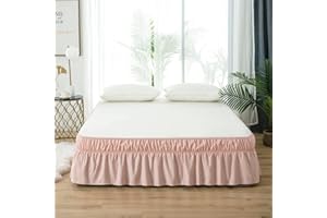 AYASW Bed Skirt Queen Size 18 inch Drop Premium Soft and Cozy 1800 Brushed Microfiber Dust Ruffle Three Fabric Sides Wrap Around Bedskirt Only Barely Pink with Elastic No Top Cover Easy On Stable