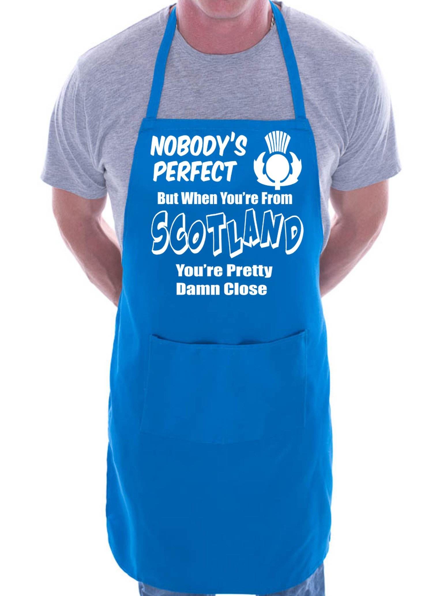 Print4U Scotland Scottish Perfect BBQ Cooking Funny Novelty Apron Blue