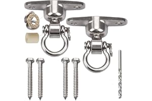 WWFFEN 2 Antirust Swing Hanger Heavy Duty 360°+180°Rotation 1500LB Capacity Wood Playground Yoga Hammock Chair, Rope sandbag