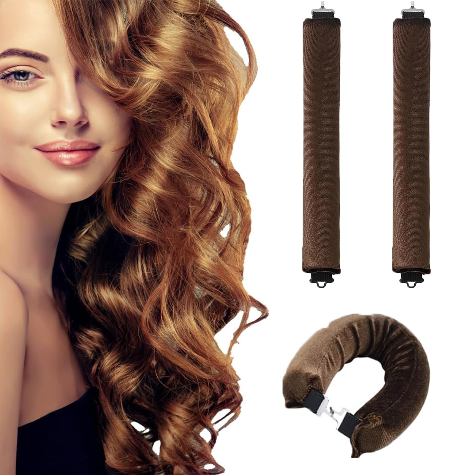 3Pcs Heatless Curlers, Heatless Curlers Headband, Hair Curler No Heat, Overnight Blowout Flexi Rods for Hair, Soft Velvet Heated Rollers for Medium Length/Long Hairs