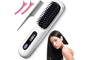 NIMEDALA Numoya Gobrush Pro-Numoya Portable Straightener Brush-Gobrush Pro, Hair Straightening Brush for Women-Rechargeable & Cordless (White)