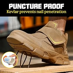 GLANOUDUN Work Boots for Men Brown Slip On Welding