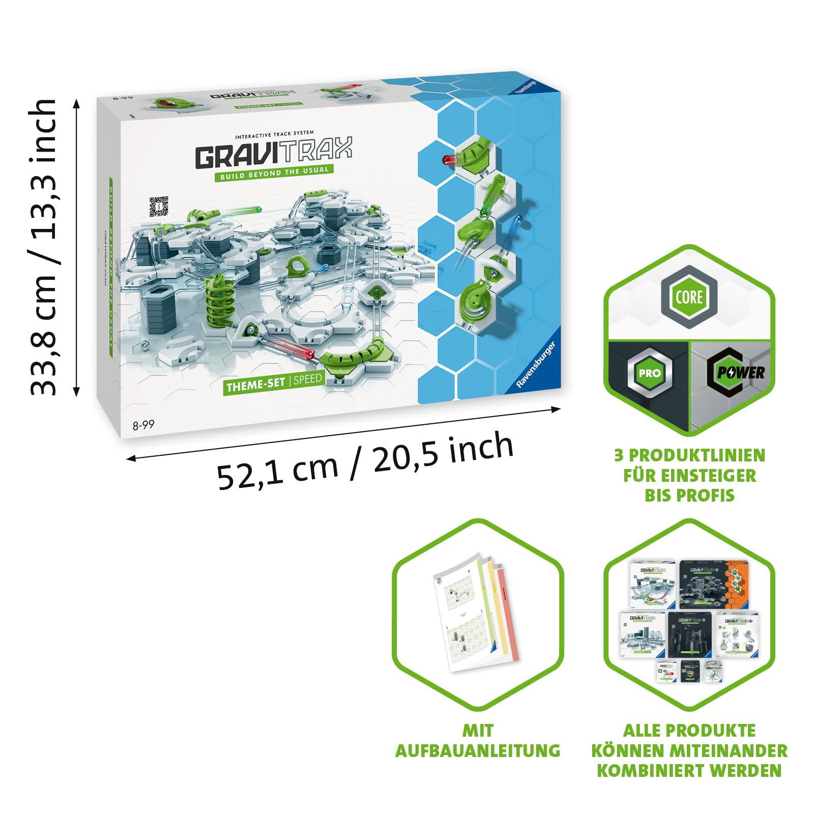 Ravensburger GraviTrax - Speed Starter Set (185 Pieces) - Marble Run - Creative Construction Toy - Build-Your-Own Marble Track - Ages 8 and Up