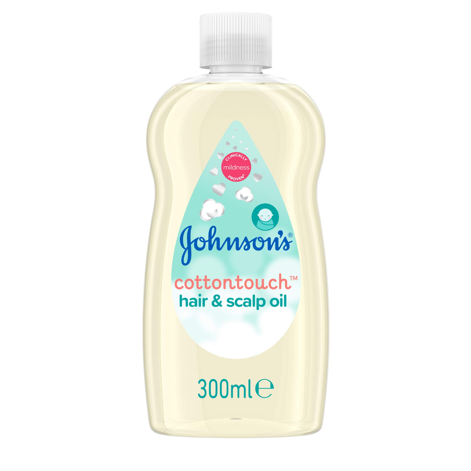 Johnson'S Baby Cotton Touch Hair And Scalp Oil, Clinically Proven Suitable For New Born Skin, Loosens Dry Flakes Caused By Cradle Cap, Mild Fragrance, 300 ml (Pack Of 1)