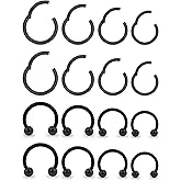 Kridzisw 20G 18G 16G 14G 12G 10G Hypoallergenic Nose Rings Hoops for Men Women 316L Surgical Steel Hinged Nose Rings for Nostril Septum Cartilage Helix Daith Tragus Rook Conch Lip Ear Lobe Piercing