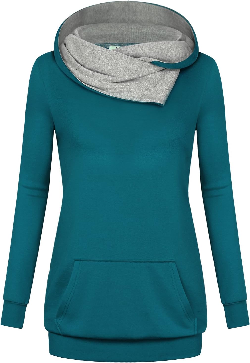 Womens Long Sleeve Pullover Hoodie Tunic Sweatshirts with Kangaroo Pocket