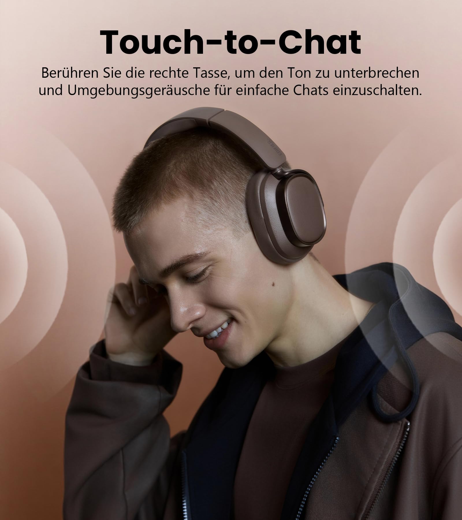 Edifier ES850NB Kabellose Over-Ear-Kopfhörer mit Geräuschunterdrückung, Hi-Res Audio Wireless, LDAC, 92h Spielzeit, Bluetooth 5.4 & Multipoint, KI-Anrufgeräuschreduzierung, Faltbar – Braun 7