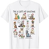 12 Cats of Christmas Funny Christmas Cat Lover Xmas Holiday T-Shirt