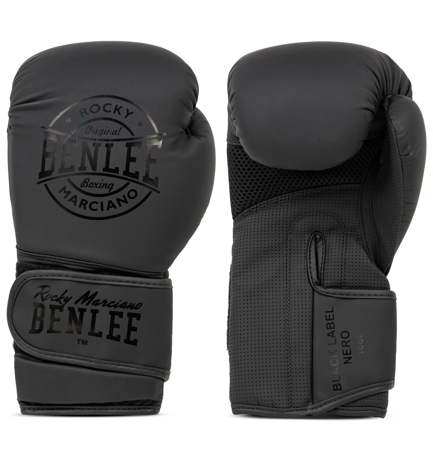 Ben Lee Rocky Marciano Unisex - Adult BLACK LABEL NERO Artificial Leather Boxing Gloves, 12 oz