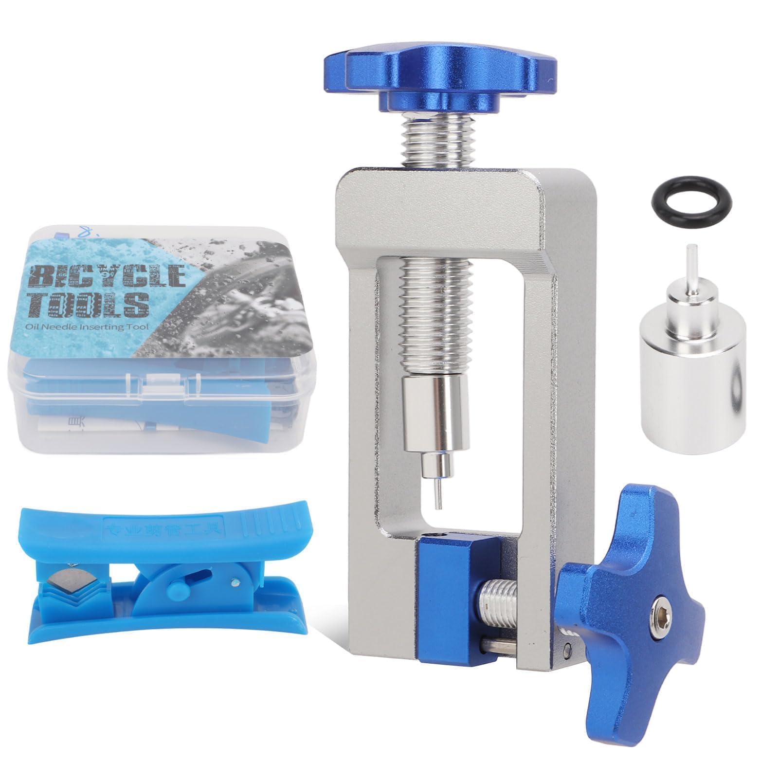 HERCHR Bicycle Oil Needle Installation Tool, Aluminum Alloy Bike Hydraulic Disc Brake Hose Fitting Insert Install Head Press Cuttable Oil Tubing Brake Lines Cutting Tools for Mountain Road Bike
