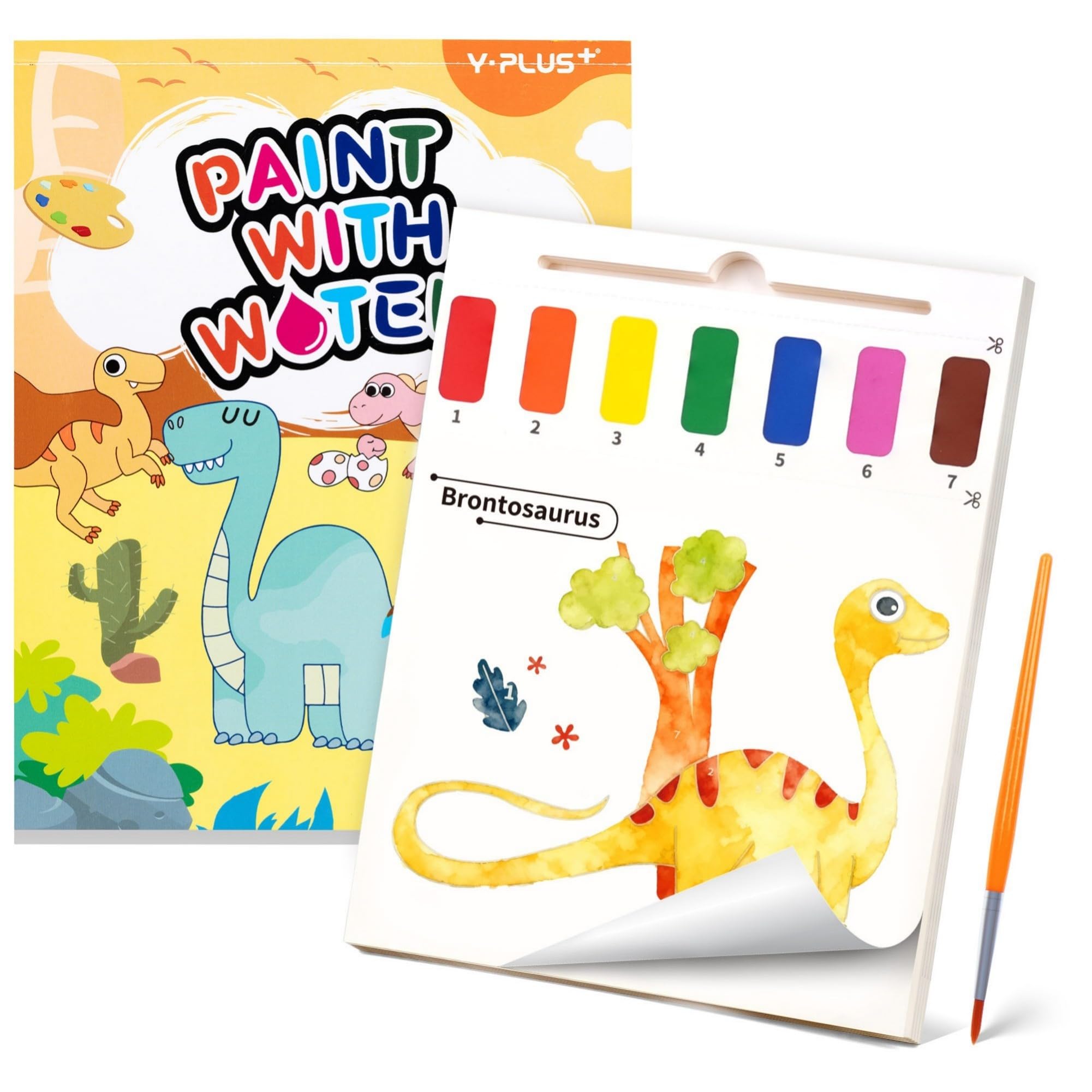 Water Colouring Book for Children Painting - YPLUS Watercolour Paint Set Paper for Kids, Magic Book Arts and Crafts Gift for Drawing - Dinosaur