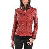 LEATHER FARM Women's Lambskin Leather Bomber Biker Jacket