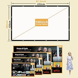 100 Inch Projector Screen, VenirCool Portable