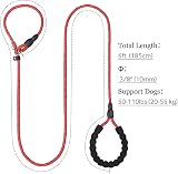 TagME Slip Lead for Dogs 1.8m Reflective Training Leash Red view 2