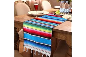 SevenFish 14 x 84 Inch Mexican Table Runner for Mexican Theme Party Wedding Decorations, Cinco de Mayo Fiesta Party Serape Ta