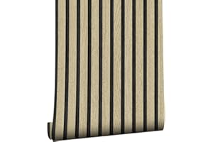 myforHD Wallpaper Peel and Stick Wood Grating Stripe Self-Adhesive Wallpaper Faux Wood Contact Paper Wood Slats Self Adhesive Wall Paper PVC Vinyl Film Removable Waterproof