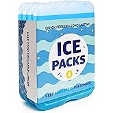 Ehzyaz 4Pack Reusable Ice Packs for Lunch Boxes - Long-Lasting Freezer Packs Compatible with Cooler Bag, Refreezable Flat Ice Packs, Cooler Accessories for Insulated Bags, Picnic and Travel