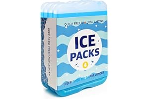 Ehzyaz 4Pack Reusable Ice Packs for Lunch Boxes - Long-Lasting Freezer Packs Compatible with Cooler Bag, Refreezable Flat Ice Packs, Cooler Accessories for Insulated Bags, Picnic and Travel