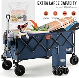 Overmont 300L Folding Festival Wagon Cart All Terrain Wide Wheels view 7
