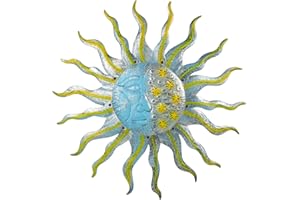 dreamskip Large Metal Sun Wall Decor Outdoor, 27 Inch Sun and Moon Decor Metal Wall Art, 3D Sun Wall Decor for Patio Garden Yard Fence Bedroom Living Room Decoration