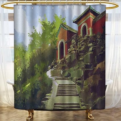 Amazon Com Ancient China Shower Curtains Fabric Watercolor