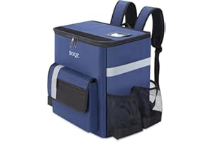 BOQZ Thermal Food Delivery Backpack w/Cup Holders Insulated Pizza Delivery Bag Mesh Pocket and Receipt Window Waterproof Cooler Bag for Outdoors,Doordash, Uber, Postmates, Instacart