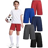 ZUEMET 5 Pack Boys Basketball Shorts Kids Youth Athletic Short Boy Quick Dry Sport Clothes with Pockets Size 7-14 Years