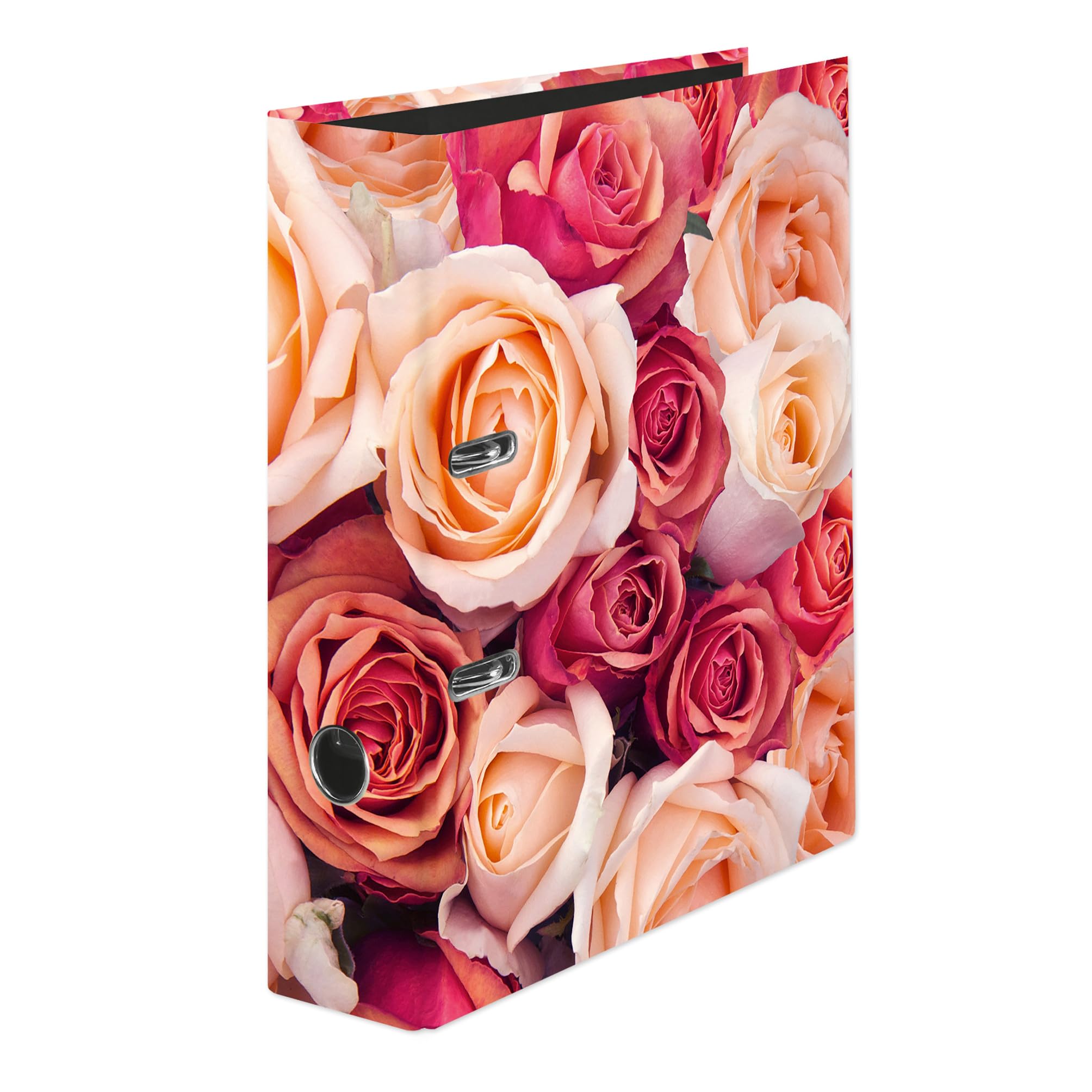 Original Falken Motif Folder, Rose Motif, Made in Germany, 8 cm Wide, DIN A4 Ring Binder, Lever Folder, Letter Folder, Office Folder, Plastic Folder, Motif Folder