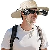 AMACOOL Bucket Hat Fan, 2-in-1 Sun Hat with Detachable Neck Fan, UPF 50+ Wide Brim, Fishing Essentials 2026 for Men Women