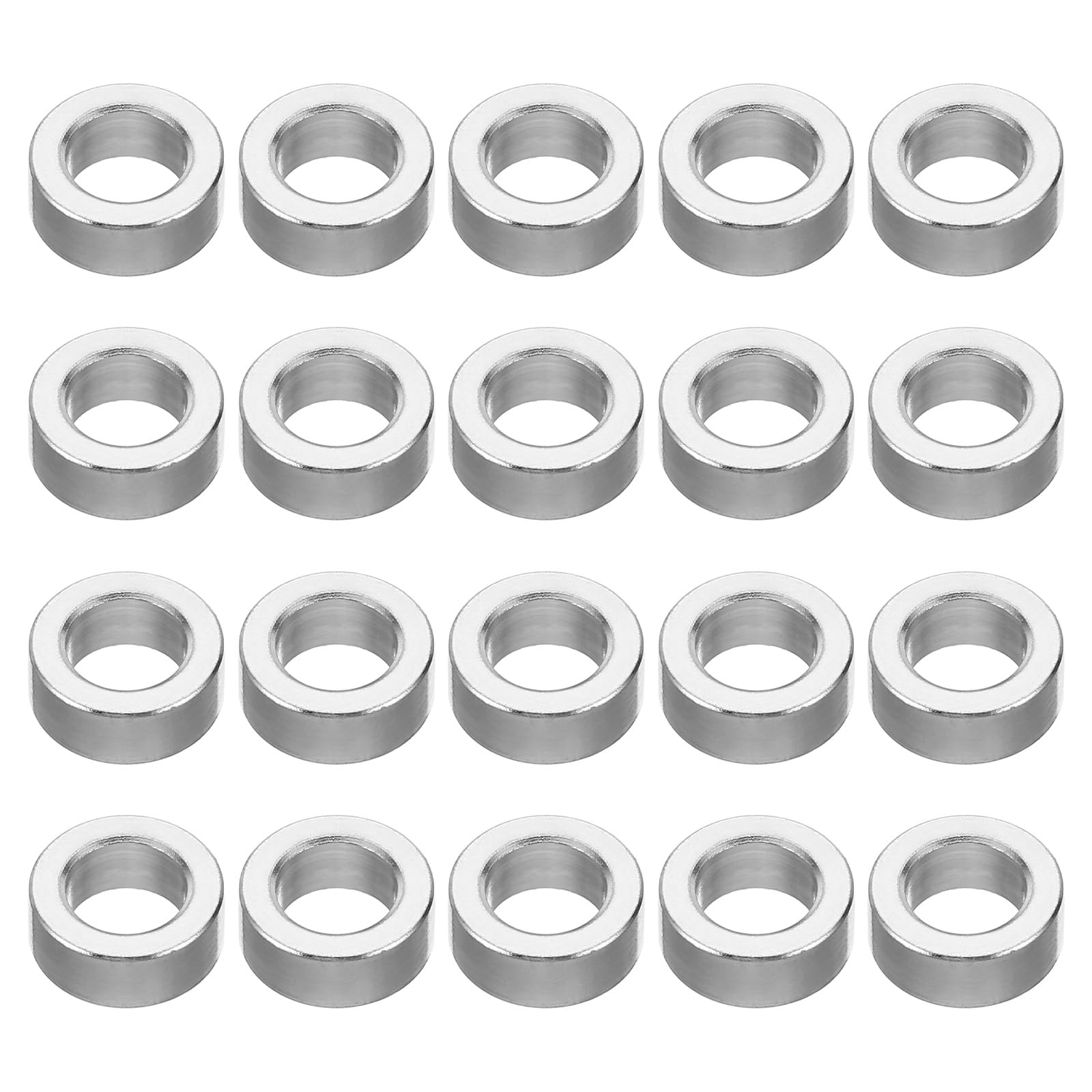 PATIKIL M6 Aluminum Spacers, 20 Pcs Metal Spacer Aluminum Round 6.2mm ID x 10mm OD x 4mm L Thickness Aluminum Spacer 1/4in ID Screw Standoff for 1/4" or M6 Screw Bolts