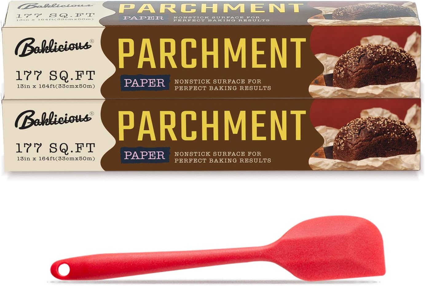 BAKLICIOUS Unbleached Parchment Paper Roll, 13 In X 164 Ft (2pack) Non-stick Baking Parchment Paper For Baking, Food Grade Cooking Papers For Baking Bread, Cookies, Heat Press, Pans, Oven, Air Fry