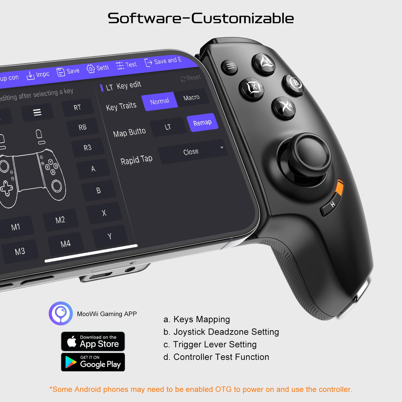Joso Phone Controller für iPhone 15/iPhone 16 Serie für Android (USB-C), Remote Player Gamepad für PS5/PS4/Xbox Konsole mit Hall Effekt Joysticks/Hall Trigger, 2 Mappable Tasten, 3.5mm Audio Jack 7